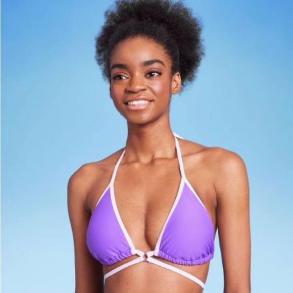 NWT WILD FABLE BIKINI TOP PURPLE AND WHITE - Picture 5 of 7